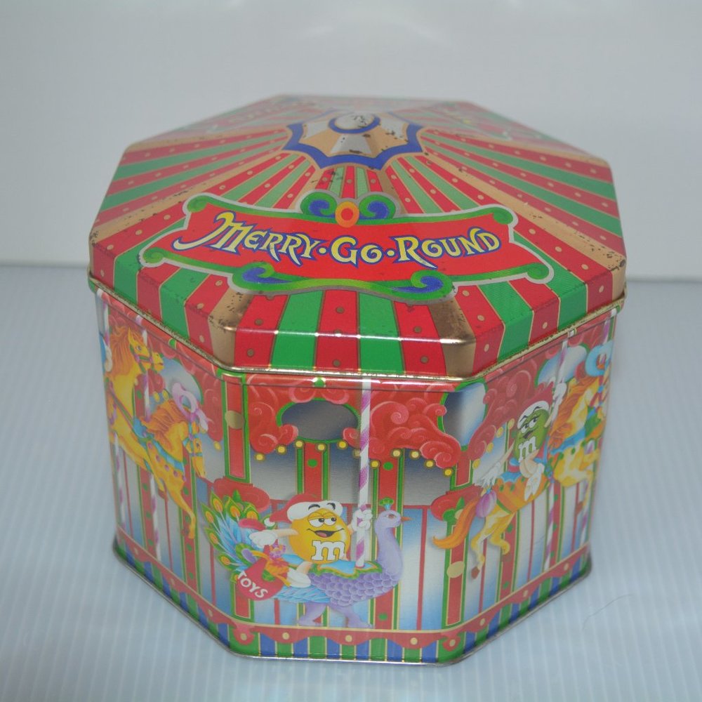 VTG M&M's Candy 1997 Merry-Go-Round Carousel Tin Canister #5 Christmas Village